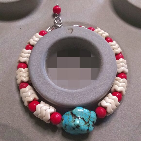 Colorful Mixed Stone Bracelet ~ Pink  Cream & Turquoise ~ Upbeat Happy Vibes - Picture 6 of 7